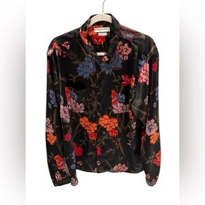 Urban Outfitters Floral Black Satin Shirt Button Down Women’s Size XL